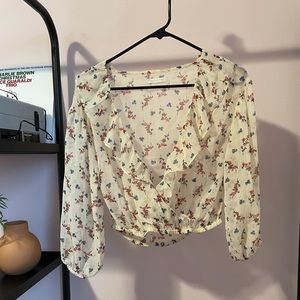 UO Floral Mesh Blouse